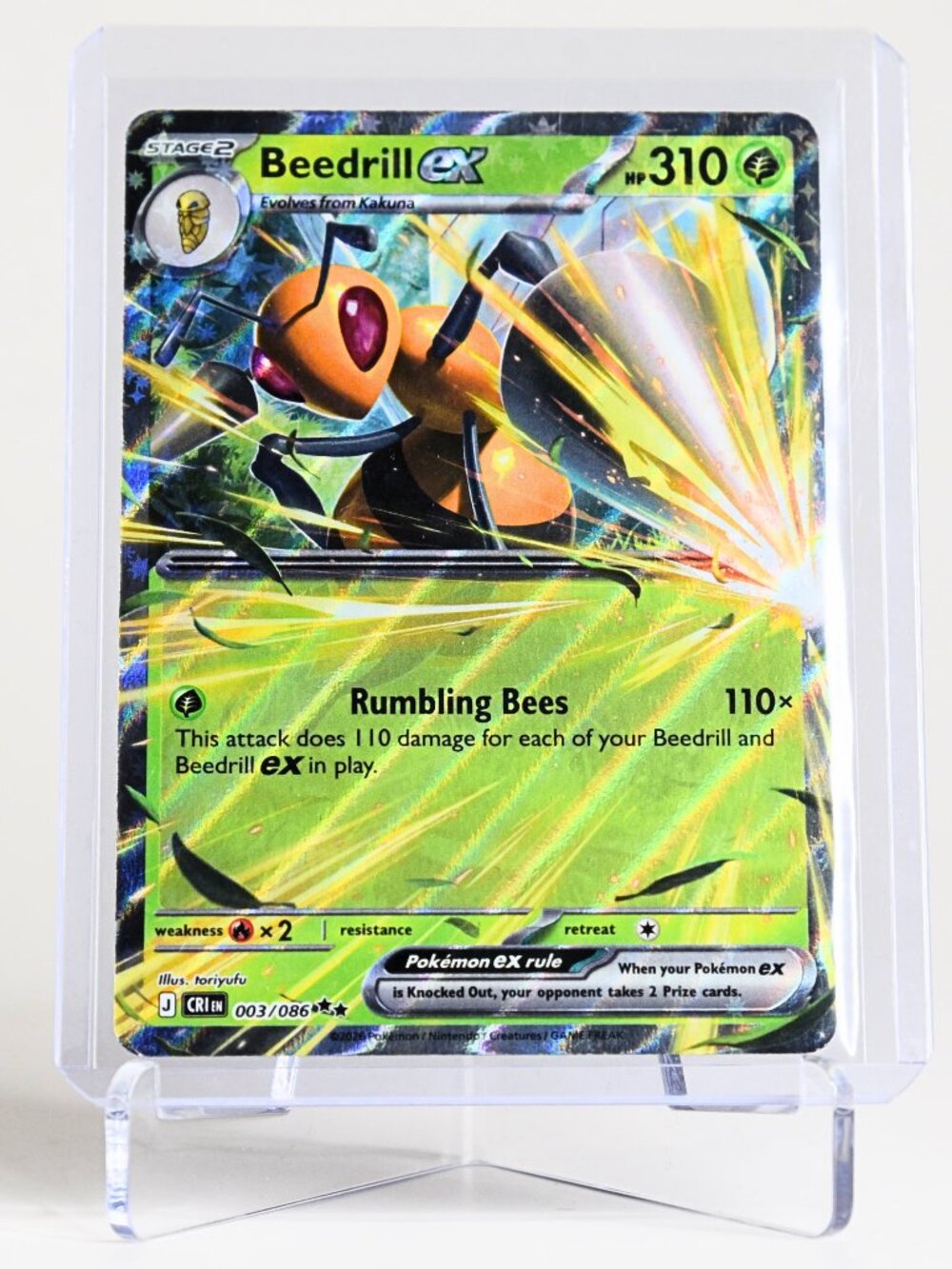 Pokemon Card Beedrill 003/086 EX Double Rare Holo Chaos Rising